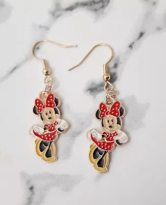 Cute Minnie Mouse Red Drees Golden Charm Disney Earrings Girl Girls Gift Jewelry • $7