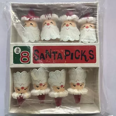 Vintage 1967 Capri Honeycomb Christmas 8 Santa Picks Cocktails Hor D'oeurves • $14.95