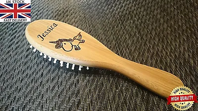 🔥 Laser Engraved Personalised Wooden Hair Brush Comb Baby Shower Gift Unicorn🔥 • £8.49
