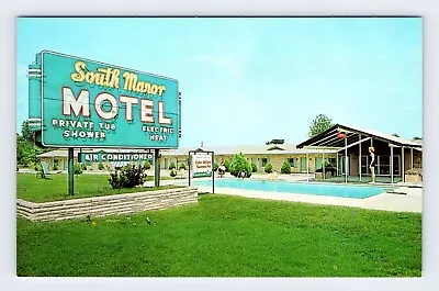 Pool Neon Sign South Manor Motel Sylvania Georgia Unused Vintage Postcard LDP-14 • $2