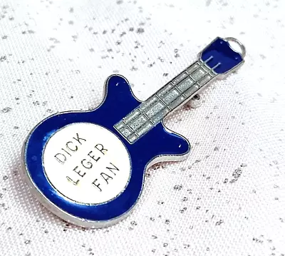 Rare Man With Guitar Blue Enamel DICK LEGER FAN Square Dance Caller Lapel Pin • $11.41