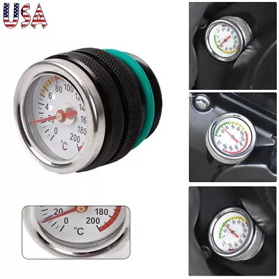 Black M30x1.5 Oil Temp Temperature Gauge Filler Cap For Motorcycle 0-200 Celsius • $14.99