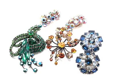 Vintage Designer Multi Color Rhinestones AB Crystals Jewelry Lot • $69