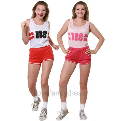 Ladies 118 118 Costume Vest And Shorts Fun Run Marathon Fancy Dress Retro Style • £16.27