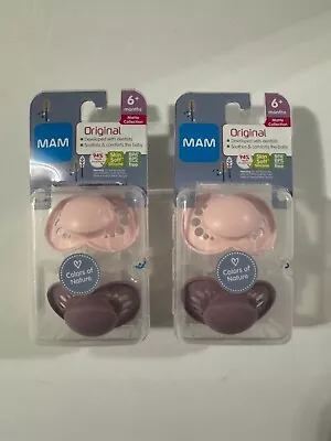 MAM Baby Pacifiers 6+ Months 2Pk BPA/BPS Silicone Nipple Matte Finish Lot Of 2 • $14.50