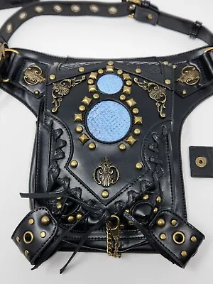 Steampunk Black PU Leather Waist Leg Holster Bag Motorcycle Gothic Cosplay • $41.78