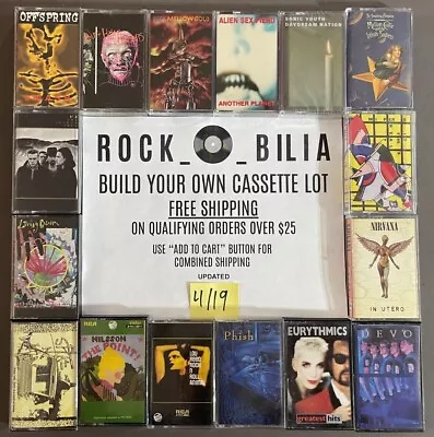 $1 & UP 80s 90s METAL BUILD YOUR LOT ROCK PUNK NEW WAVE ALT CASSETTE TAPES • $50