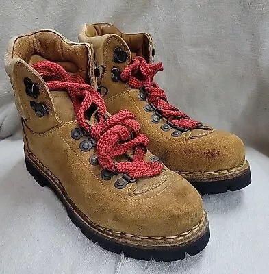 Vtg Colorado Boots Red Lace Mountain Trail Hiking Vibram Mens 8?? Made In Italy  • $40