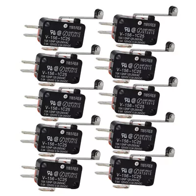 10PCS Limit Micro Switch Long Straight V-156-1C25 Hinge Roller Momentary SPDT US • $6.64