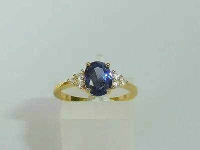 £30.99 • Buy Ladies 18 Carat Gold & 925 Sterling Silver Tanzanite And White Sapphire Ring