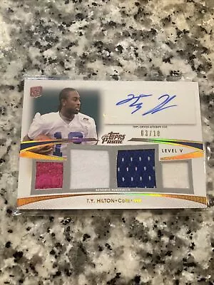 2012 Topps Prime T.Y. Hilton Quad Jersey Auto RPA Colts /10 SSP • $99