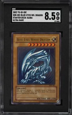 2002 Yugioh - Starter Deck Kaiba Blue-Eyes White Dragon #SDK-001 SGC 8.5 NM-MT+ • $290