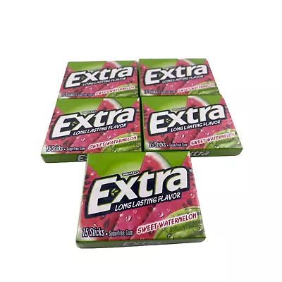 Extra ChewingGum SweetWatermelon 5pack (15 Sticks Each) + FasoSweet Dental Floss • $9.99