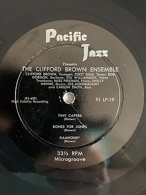 CLIFFORD BROWN ENSEMBLE Zoot Sims 1955 10” Vinyl Record Pacific Jazz PJLP-19 VG+ • $39.99