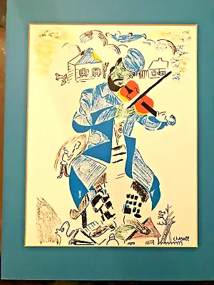 Marc Chagall Fiddler Lithograph - Plate Signed 12 X 9 1/2  Matted • $54.99