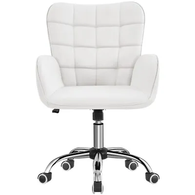 Faux Leather Office Task Chair Modern Swivel Desk Chair Mid-back Vanity Chair  • $76.99