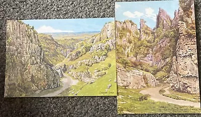Cheddar Gorge X2 Postcards From A Quinton Painting Pinnacles & Castle Rock Waf • £1.25