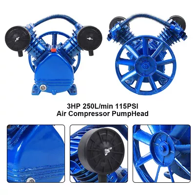 3HP 2Piston V Style Twin Cylinder Air Compressor Pump Head Single Stage Oil View • $114.95