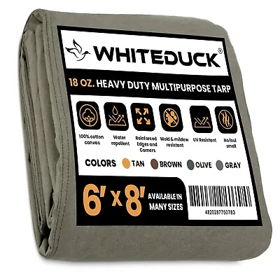 WHITEDUCK Heavy Duty Waterproof Canvas Tarp 18 Oz. 100% Cotton Tarpaulin Cover • $80
