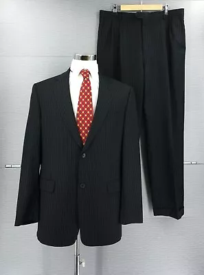 Hart Schaffner Marx Gold Trumpeter Men's Pinstriped Suit Sz 42L / P: 36X31.5 • $24.98