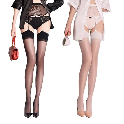 Oily Floral Mesh Panel One-piece Mock Suspender Pantyhose Tights Sheer Stockings • $7.99