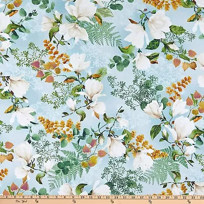 Michael Miller Magnolia Bouquet Cotton Mint Fabric By The Yard   • $7.49