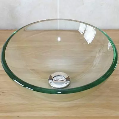 £69 • Buy Glass Bathroom Basin Sink Cloakroom Bowl With Tap & Plug Options 32cm Diameter 