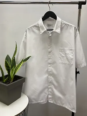 Vintage YSL Yves Saint Laurent Small Logo Short Sleeve Shirt Size XXL White • $57.97