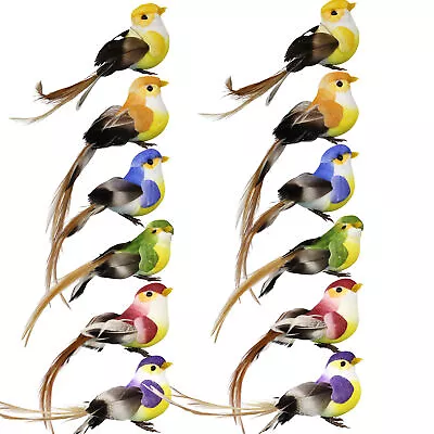 12pcs Mini Fake Birds Artificial Feather Foam Bird Home Xmas Tree Ornament Set • $15.64