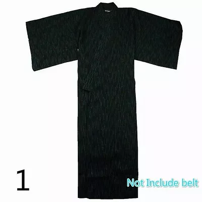 Men Japanese Kimono Yukata Bathrobe Pajamas Belt Cotton Robe Clothing Long • £26.02