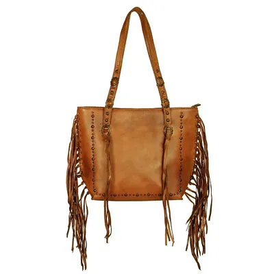 Montana West Genuine Leather Western Concealed Carry Purse Light Brown • $86.99