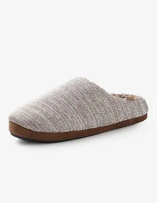 RIVERS - Mens Winter Slippers - Brown Mules - Slip On - Faux Sheepskin Shoes • £12.71