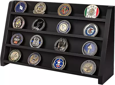 Challenge Coin Display Stand 4 Rows Militar Challenge Coin Rack Holder Desk • $33.65