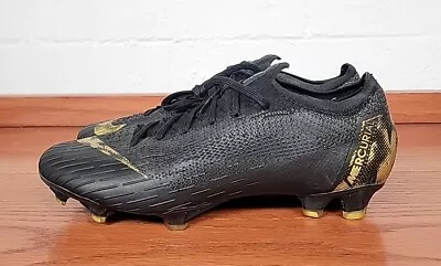 Nike Mercurial Vapor 12 Elite FG Black Gold Soccer Cleats AH7380-077 Mens SZ 8.5 • $114.99