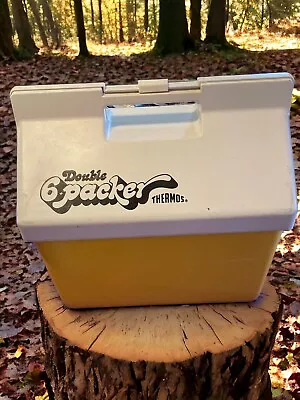 Thermos Double 6 Packer Cooler Yellow Made In USA 7714 Vintage 12 QT • $20