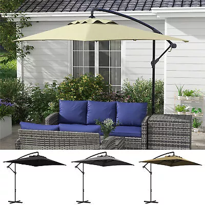 3 M Cantilever Banana Parasol With Cross Base Crank Handle 6 Ribs • £69.99