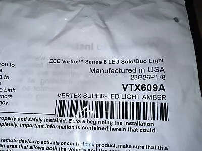 Whelen VTX609A Vertex Series Super LED Light Amber Warning  • $75