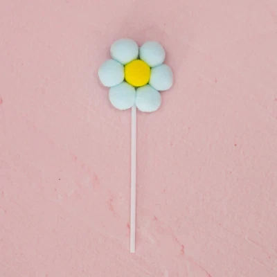 Baby Blue Daisy Pom Pom Cake Topper • $8.96