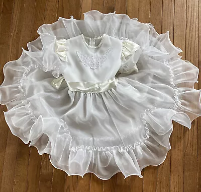 $23.97 • Buy Vtg Sugar Plum Circle Dress Size 6x White Ivory Flower Girl Communion Pageant US