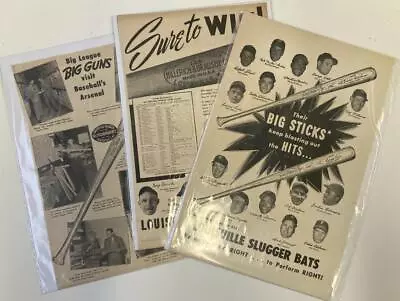 (3) Vintage Louisville Slugger Baseball Bat Advertisement Sheets • $9.99