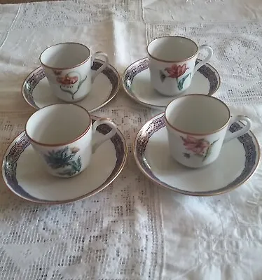 Mildred R. Mottahedeh Collection Merian Service Set Of 4 Demitasse Cup/Saucer • $165