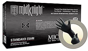 MidKnight Black Nitrile Powder Free Gloves Medium MICROFLEX - BC - 40 MK296M • $22.62