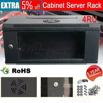 4RU 19 Inch 450mm Deep Wall Mount Cabinet Server Rack Data Network Comms 4U AU • $88.99