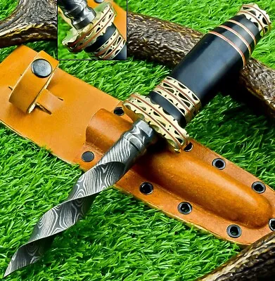 Custom Hand Forged Damascus Steel Bowie Knife Hunting Knife Kris Dagger 387 • $49.99