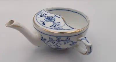 Tettau Porcelain W.T. Strawflower Blue White Invalid Baby Feeder Cup • £5