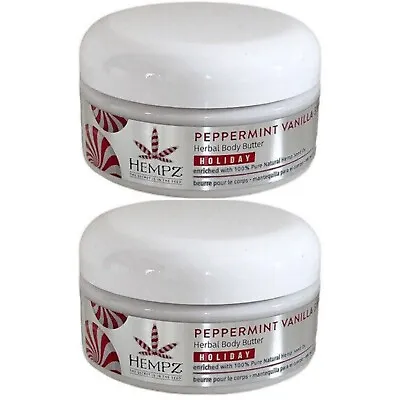 Hempz Peppermint Vanilla Swirl HERBAL BODY BUTTER 8 Oz Limited Edition SET OF 2 • $14.99