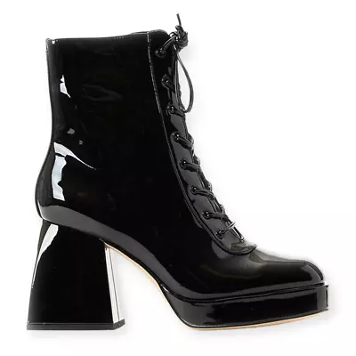 CIRCUS NY By Sam Edelman Kia Platform Lace Up Boots In Black Patent Size 6.5 NEW • $33.75