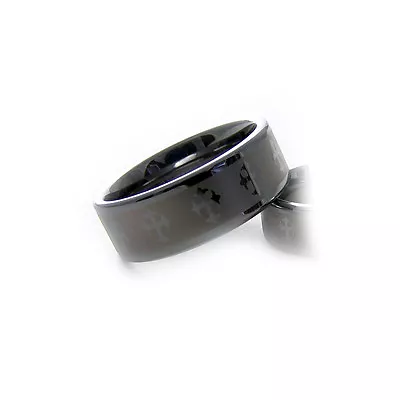 9mm Mens Tungsten Ring Cross Wedding Band Platinum Tone • $44.99