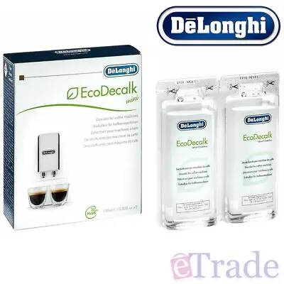 $27.90 • Buy DeLonghi Coffee Machine Descaler Ecodecalk Mini 2 Pack | Twin Pack 100ml DLSC200