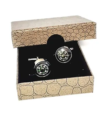 COMPASS Cufflinks Map Orienteering Hikers Walker. Birthday Fathers Day  BE094 • £7.75